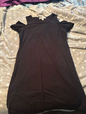 Michael Kors Black Cold-Shoulder Midi Dress